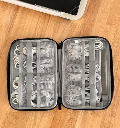 Cord Organizer Travel, Cable Bag, Electronics Organizer Travel Case, Tech Carrying Pouch, Charger Carrying Case, Tech Gifts, Black 11B