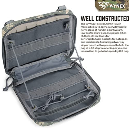 WYNEX Tactical Admin Molle Pouch, Medical EDC EMT Utility Bag Shell Design Attachment Pouches 1000D Nylon Hiking Belt Bags - color: ACU Camo