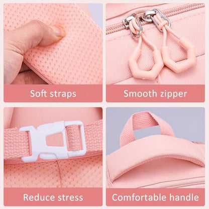 MCWTH Checkered Backpack for Teen Girls, Kawaii Cute Kids Elementary Student School Backpacks (Bow Pink) - color: Checkered Pink
