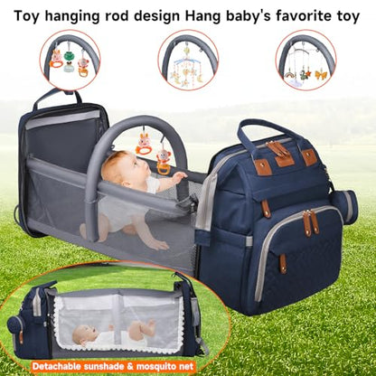 Baby Diaper Bags with Changing Station Multifunctional Waterproof Diaper Bag Backpack Travel Baby Bag with Changing Pad, Pacifier Case,Baby Essentials(Blue) - color: Up-blue