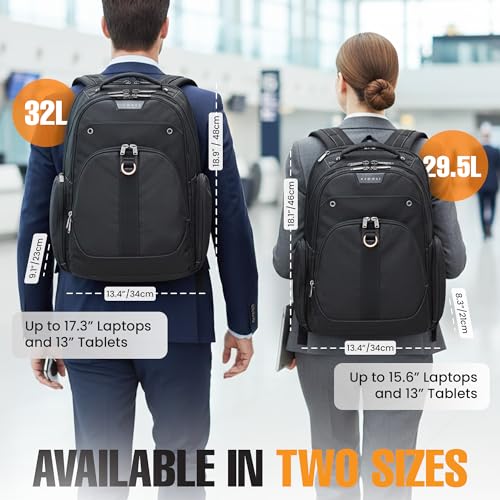 EVERKI Atlas Business 32L Laptop Backpack – Travel-Friendly Business & Office, Professional Backpack for Men & Women, Durable Computer Bag with Adjustable Padded Compartment, Fits 13"-17.3", Black - size: 32 Liters