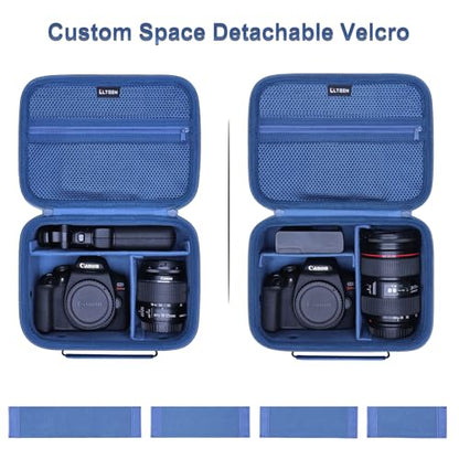 Camera Case Bag Compatible with Canon EOS Rebel T7/R50/R6 Mark II/R100/R50 V/T6/R8/R10/R5 Mark II/RP/R7/5D Mark IV/SL3/R5/T100 DSLR Camera, Len and Tripod with 4 Dividers and Shoulder Strap, Blue - color: Blue, size: Small