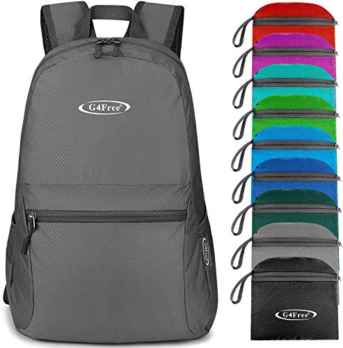 G4Free 20L Lightweight Packable Backpack Travel Hiking Daypack Foldable Backpack for Men Women - color: Grey Update