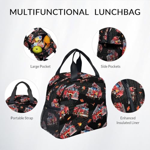 Toddler Boy Backpack Set - Fire Truck Backpacks for Kids - 3Pcs Toddler Bookbag with Lunch Bag and Pencil Pouch - Boys School Bag for Kindergarten/Preschool/Elementary (17 Inch) - color: Red