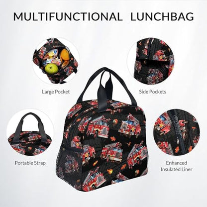 Toddler Boy Backpack Set - Fire Truck Backpacks for Kids - 3Pcs Toddler Bookbag with Lunch Bag and Pencil Pouch - Boys School Bag for Kindergarten/Preschool/Elementary (17 Inch) - color: Red