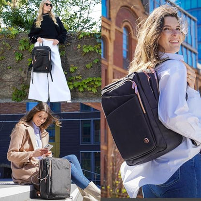 Swissdigital Design Business Laptop Backpack For Women,With USB Charging Port Computer Work Backpack,Fits 15.6 Inch Laptop Compact Travel Casual Backpack,Black | SD1006-01 - color: Black