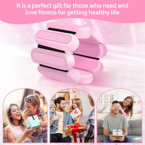 Adjustable Wrist & Ankle Weights Set of 2(1Lbs Each), Premium Silicone Wearable Weight Bracelets, Fits for Yoga, Pilates, Home Gym Workout, Dance, Pool Exercises, Jogging, Cardio, Strength Training - color: Pink