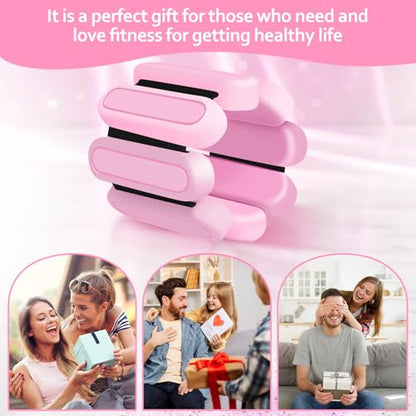 Adjustable Wrist & Ankle Weights Set of 2(1Lbs Each), Premium Silicone Wearable Weight Bracelets, Fits for Yoga, Pilates, Home Gym Workout, Dance, Pool Exercises, Jogging, Cardio, Strength Training - color: Pink