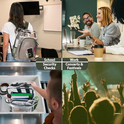 Heavy Duty Clear See Through Backpack | Transparent Clear Backpack Bags Stadium Approved for Women, Men, School, Travel - color: Green