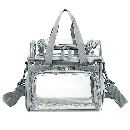 J.CARP Clear Bag Heavy Duty Backpack Durable Transparent See Through Bag - color: Lunch Bag Medium, Grey