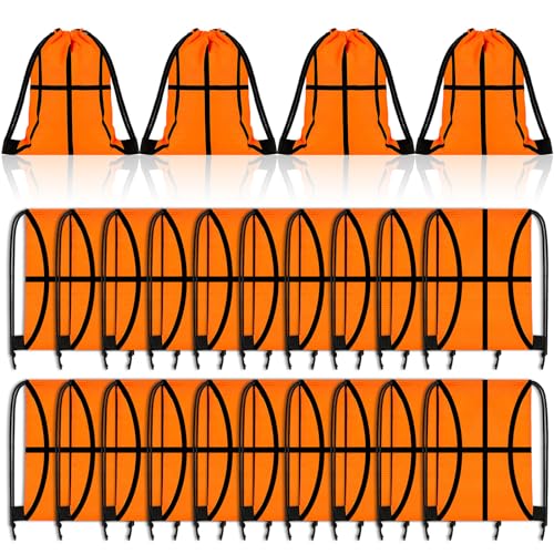 Tanlade 24 Pcs Drawstring Bags Cinch Sack Candy Drawstring Bag Goodie Favor Bags Supplies Gifts for Sports Party Men Women(Basketball,7 x 10 Inch) - size: 7 x 10 Inch, style: Basketball