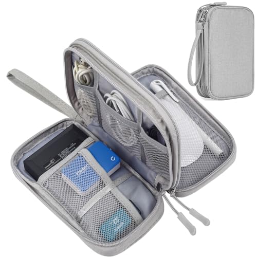 CAAORDKSO Electronic Organizer Travel Cable Accessories Case, Organizer Bag, Accessories Pouch for USB, Cord, Charger, Phone, Power Bank, Earphone (Light Grey, Medium) - color: Light Grey, size: Medium