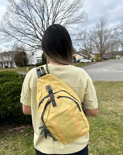 G4Free Sling Bag for Men and Women, RFID Blocking Crossbody Bag, Lightweight Sling Backpack for Travel, Hiking, Walking and Daily Use - color: Yellow