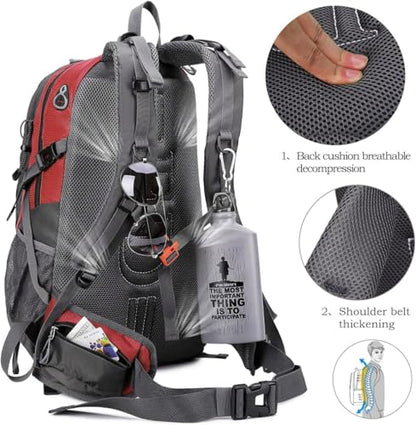 FENGDONG 40L Waterproof Lightweight Hiking,Camping,Travel Backpack for Men Women Red - color: A3- Red
