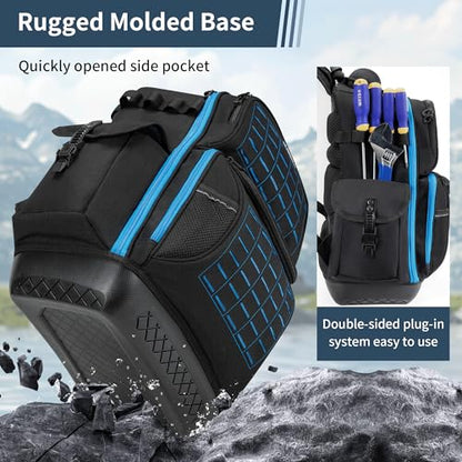 BLISSWILL Tool Bag Backpack for men,Heavy Duty Tool Backpack Bag with Waterproof Molded Base，62 Pockets/40 Loops Heavy Duty Tools Organizer Bags/Electrician/Industrial/Construction Work Backpack - color: Black