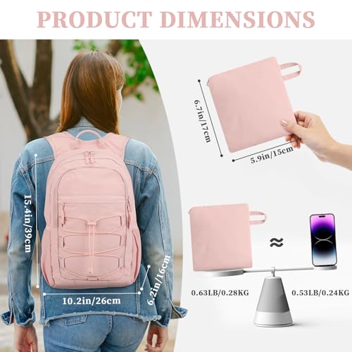 ZOMFELT Hiking Backpack for Women Men, 15L Lightweight Packable Backpack for Trip, Water Resistant Small Travel Backpacks, Foldable daypack for Hiking, Walking, Cycling, Camping, Pink - color: Pink