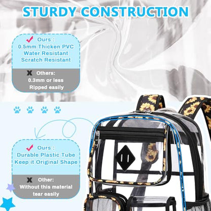 PIG PIG GIRL Clear Backpack for School,Heavy Duty PVC Transparent Bookbag for Girls Stadium Approved See Through Backpack - color: 7-black Daisy