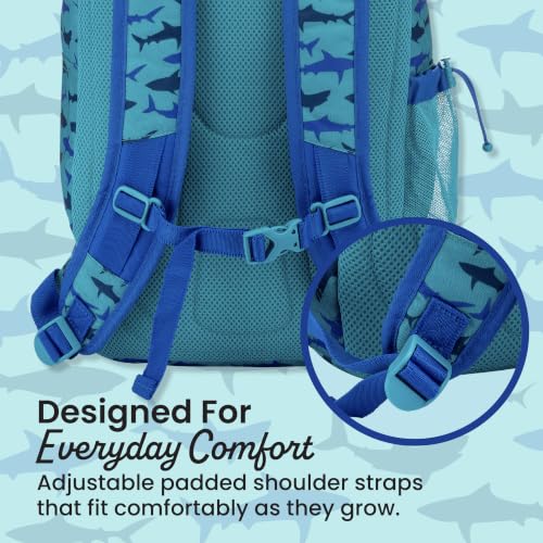Bentgo Kids 2-in-1 Backpack & Insulated Lunch Bag - Durable 16” Backpack & Lunch Container in Unique Prints for School & Travel - Water Resistant, Padded & Large Compartments (Shark) - color: Shark