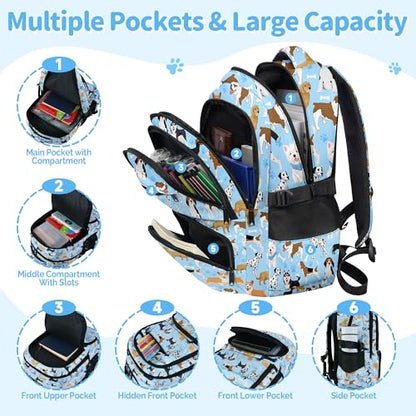 Puppy Backpack for Girls, Girls Backpacks with Lunch Box and Pencil Case for School, Kids Dog Bookbag - color: Dog