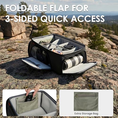 TARION Medium Camera Insert Bag - Quick Access DSLR Inner Case Organizer - Fits 2 Cameras 7 Lenses Drone Gear - Full Opening Back Design Protective Insert ShellCore M - style: M (2 Cameras 7 Lenses)