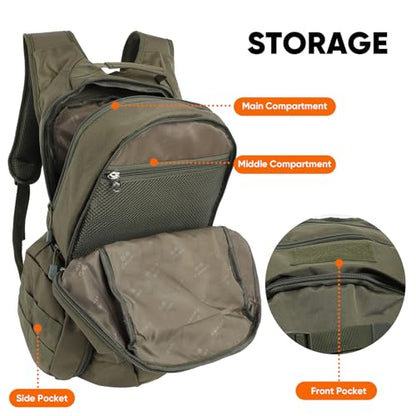 35L Tactical Backpack for Men, MOLLE Military Bug Out Bag, Waterproof Rucksack for Hiking with Hydration Port Army Green - color: Army Green