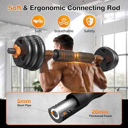 Adjustable Dumbbell Set, 33/44/66/88lbs Free Weights Set with Connector, 5 in 1 Weights Dumbbells Set Used as Barbell, Kettlebells, Push up Stand, Weight Plate, Exercise & Fitness Equipment for Home Gym Workout - color: 66LB (33LB-Pair)