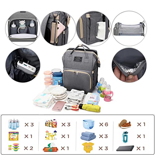 ANWTOTU Baby Diaper Bags with Changing Station,Waterproof Diaper Bag Backpack for Moms Dads with USB Charging Port,Large Capacity Multifunctional Baby Essentials(Grey) - color: Grey