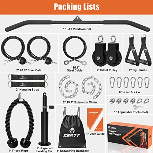 SERTT Home Gym Pulley System - Tricep Workout, Lat Pulldown, Biceps Curl, Triceps, Shoulders, Back, Forearm, Weight Cable for Squat Rack, Garage - color: Black
