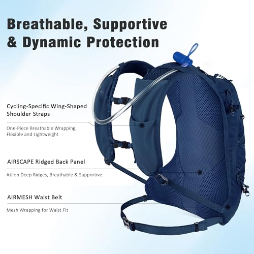 N NEVO RHINO Hydration Backpack, Lightweight Hiking Water Backpack, Hydro Bike Pack with 70 oz 2L Water Bladder, Hydration Daypack for Cycling Rave Mountain - color: Navy Blue