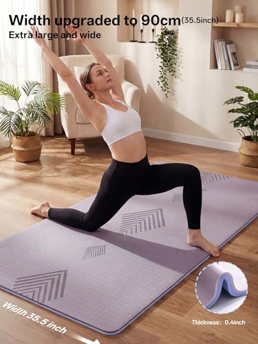 EaseUp Large yoga mat,73’x35.5’x0.4’,extra thick and wide,10mm pilates mat,non-slip exercise mat,workout mats for home gym - color: Dusty Purple