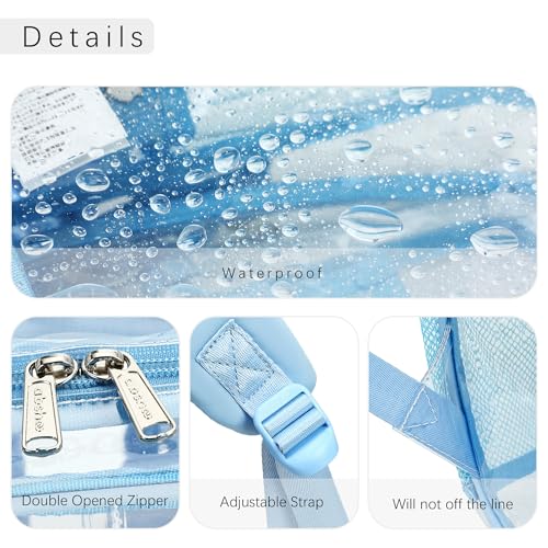 abshoo Large Clear Backpack For Girls Women Clear School Bookbag Heavy Duty Transparent Backpacks for Girl (Sky Blue) - color: Sky Blue