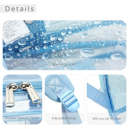abshoo Large Clear Backpack For Girls Women Clear School Bookbag Heavy Duty Transparent Backpacks for Girl (Sky Blue) - color: Sky Blue
