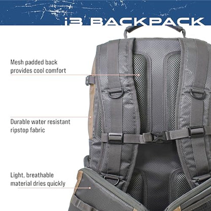 FROGG TOGGS i3 Fishing Backpack, Tackle Storage, Includes 3-3600 Bait Trays - color: Solid Elements Brown