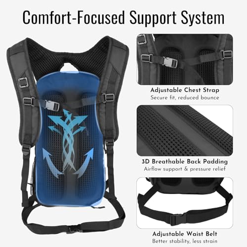 20L Hydration Backpack with 3L Water Bladder Water Backpack for Hiking Hydration Pack Insulated Daypack for Commuting Black - color: Black