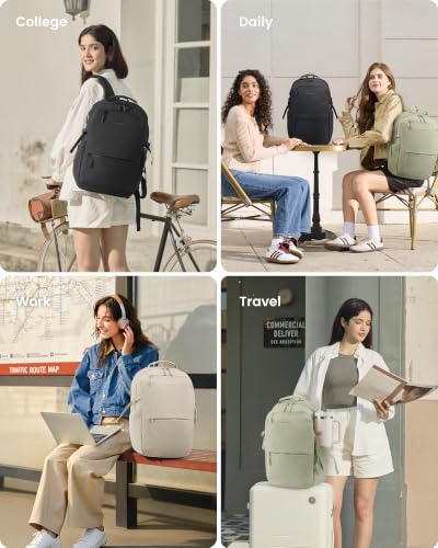 LOVEVOOK Laptop Backpack Women with Tumbler Holder, Work Travel Backpack - color: Green, size: 17 Inch