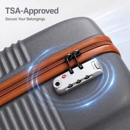 Carry On Luggage 22x14x9 Airline Approved Suitcase with Wheels, 3 Piece - color: Grey, size: 3 Piece Sets (20/BP/TB)