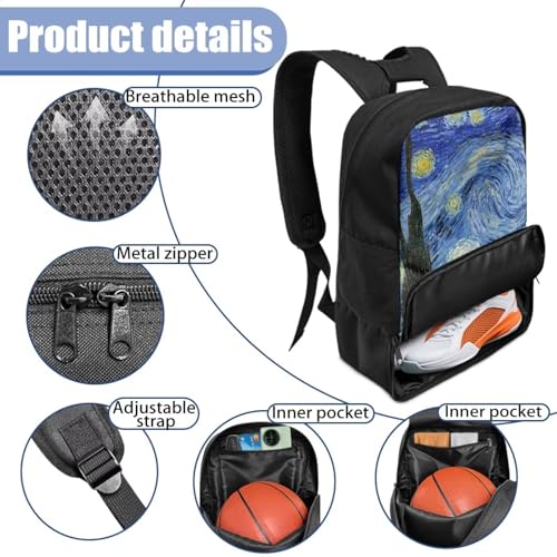 Basketball Backpack With Separate Ball Compartment And Shoes Fit Basketball Volleyball Football - color: Starry Night