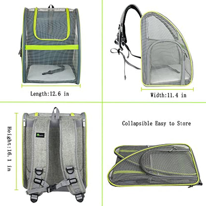 Pet Carrier Backpack, Ventilated and Breathable for Cats Dogs, Collapsible Designed for Travel, Hiking & Outdoor Use Green - color: Green