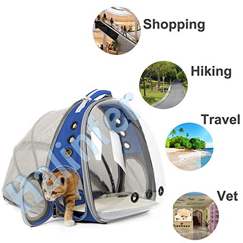 Back Extension Cat Travel Carrier Backpack (Blue, Clear Window) - color: Blue