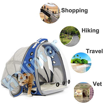 Back Extension Cat Travel Carrier Backpack (Blue, Clear Window) - color: Blue