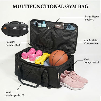 3-in-1 Tactical Duffle Backpack - 50L Large Gym Bag with Shoe Compartment & Wet Pocket, Water-Resistant Travel Bag for Men & Women, Carry-On Weekender Overnight Bag with MOLLE System