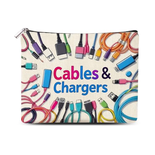 ShiQiao Spl Cables Chargers Makeup Bag Chargers Cables Cosmetic Bag Pouch Charging Organizer Zipper Pouch Electronics Accessories Bags Charger Organizer Storage Travel Birthday Christmas Gifts - style: Colorful Bag