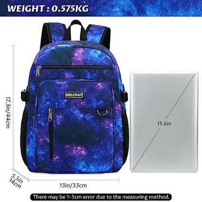 MIRLEWAIY Classical School Backpack Lightweight Bookbag Casual Daypack Travel Work Bag For Teenagers College Girls boys - color: Black Purple