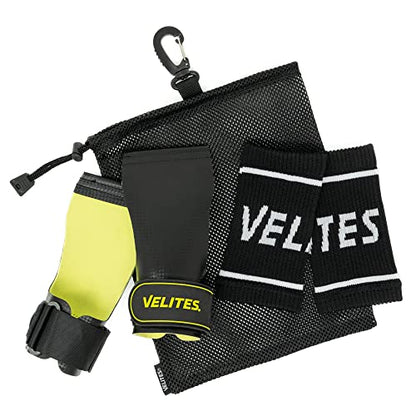 Velites - Official Crossfit® Games Quad Ultra Grips - No Chalk and Smooth Bars - Wristbands and Carry Bag Included - Pull-ups, Muscle-ups and Toes to bar - color: Black, size: Large