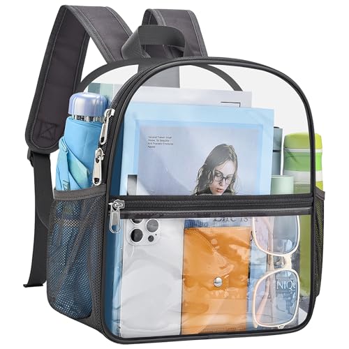 USPECLARE Clear Backpack for Stadium Approved 12×6×12, Water proof Clear Bag for Stadium Events and Concert Work Sport Event - color: Charcoal Gray, style: Small