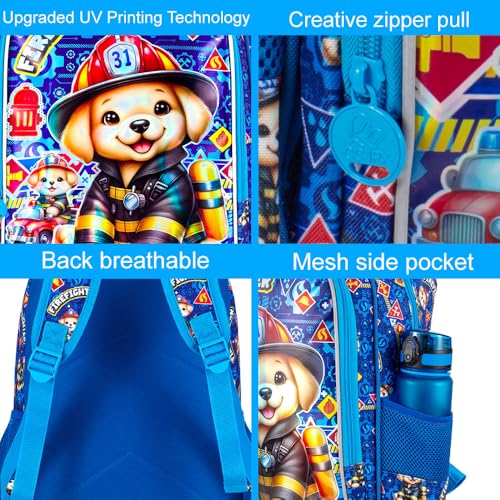 16" Boys Backpack, 3Pcs Dog Bookbag with Lunch Box, Kids School Backpacks Set for Elementary Preschool Kindergarten(Blue) - color: Dog Blue