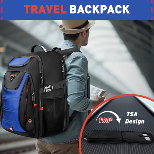 Z-MGKISS Large Travel Backpack for Men, 18.4 Inch Laptop backpack, TSA Flight Approved, Water Resistant, Business Work Bag with USB Charging Port, Extra large Backpacks, Blue - color: Blue-1
