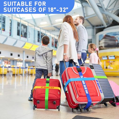 Personalised Luggage Straps for Suitcases, 8 Pieces - Custom Luggage Strap with Embroidery Text, Thickened Luggage Belt with Quick Release Buckle, Travel Suitcase Straps, Adjustable Travel Bag Strap - color: 8 Pieces