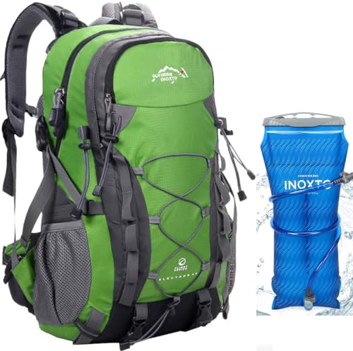 INOXTO lightweight Hiking Backpack 35L/40L Hiking Daypack with Waterproof Rain Cover for Travel Camping Outdoor Men and Women - color: 40l Green