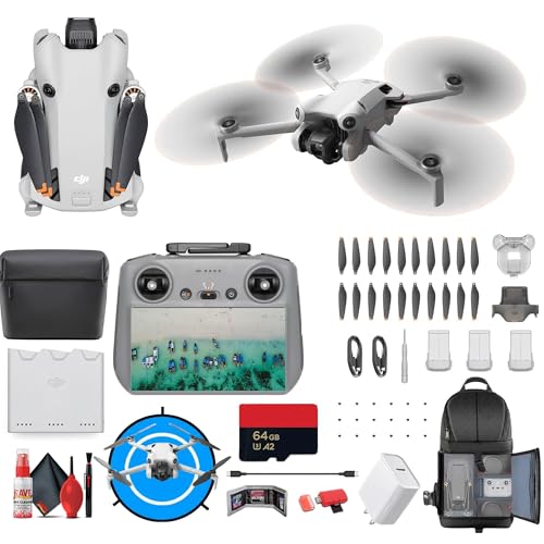 DJI Mini 4 Pro Drone Fly More Combo Plus with RC 2 Controller Bundle | 4K HDR Camera Omnidirectional Obstacle Sensing | 52-Min Flight Time (CP.MA.00000740.01) + BackPack + 64GB Card + More